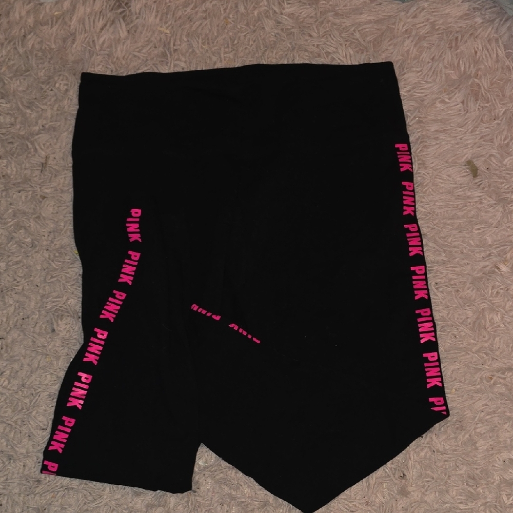 PINK Victoria's Secret Black and Pink Leggings with Athletic Fit